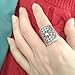 XKBYL Handmade Adjustable Wide Mandala Boho Long Big Large Feather Statement Ring,Sterling Silver Ethnic Gypsy Hippie Bohemian Ring (A02_Ring, Adjustable)