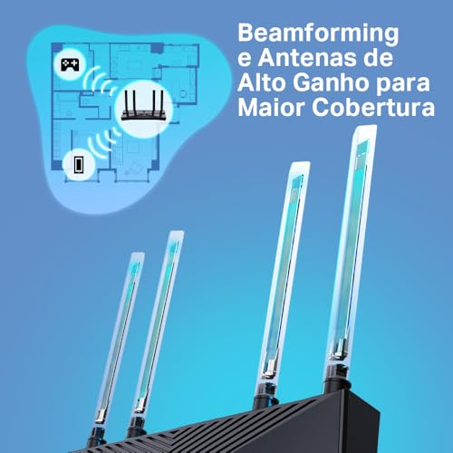 Roteador TP-Link Archer AX53 WiFi 6 Gigabit Dual Band AX3000 porta Gigabit 4x antenas Easy & Mesh One Mesh glide