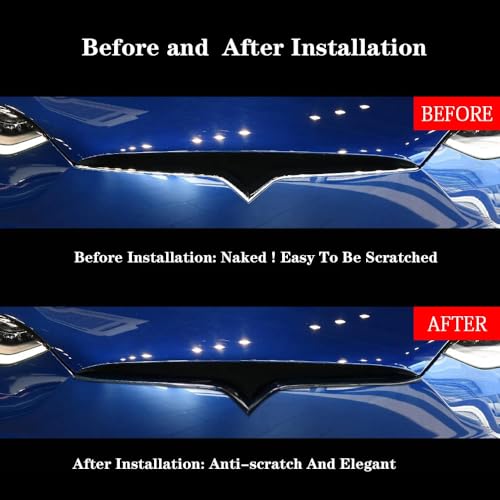 Image of ABS Piano Black Front Grille Trim for Tesla Model X 2016-2020 | Front Grille Insert Molding Trim1PCS, Shields Front Grille Surface From Scratches, Dustproof & Easy To Clean
