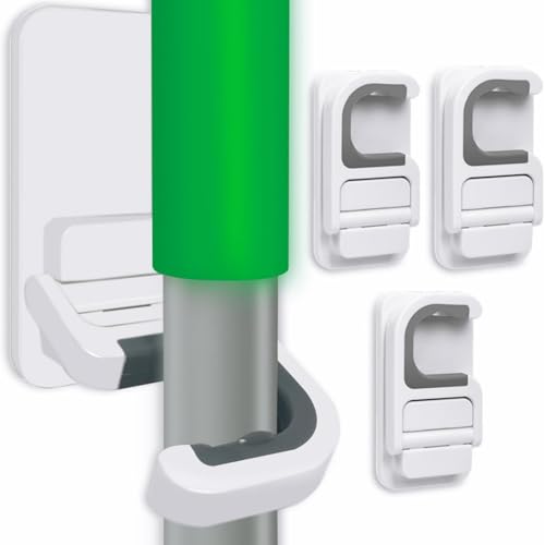 Confezione da 3 supporti da parete per scopa e scopa (bianco)