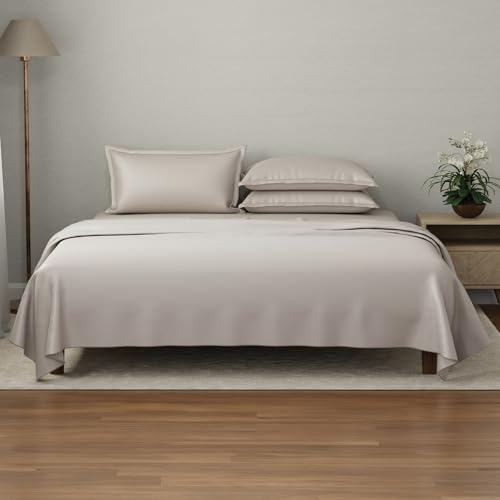 Image of BOUTIQUE LIVING Luxe Loom 100% Cotton 600 TC Wild Mushroom (Dark Grey) Dyed King Bedsheet Set