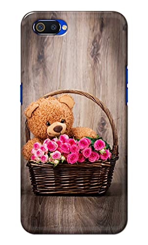 Image of PRINTFIDAA Roses and Teddy Bear in The Wicker Hard Back Cover for Realme C2 / Oppo A1K, RMX1941, CPH1923 Back Cover -(P6) KAT1004