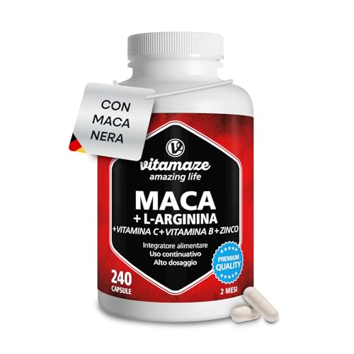 Vitamaze Maca Peruviana (con Maca Nera) Alto Dosaggio con L-Arginina,