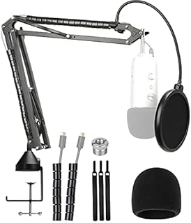YOUSHARES Yeti Mic Stand with Pop Filter - Upgraded Heavy Duty Mic Boom Stand with Foam Covers Windscreen Compatible with Blue Yeti Microphone