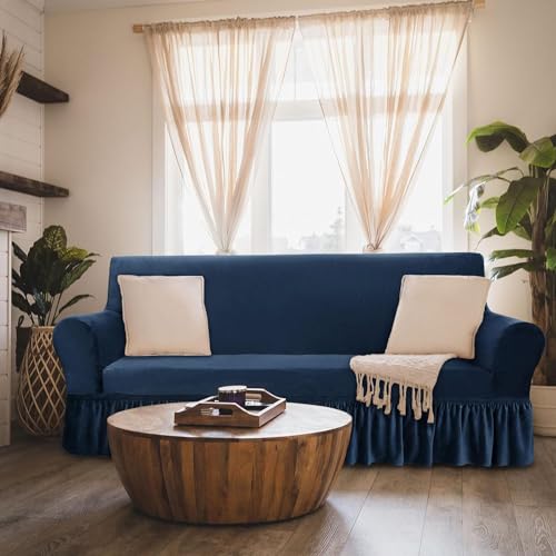 Housse de canapé extensible bleu pour modèle 3 places de 180 à 259 cm - 8