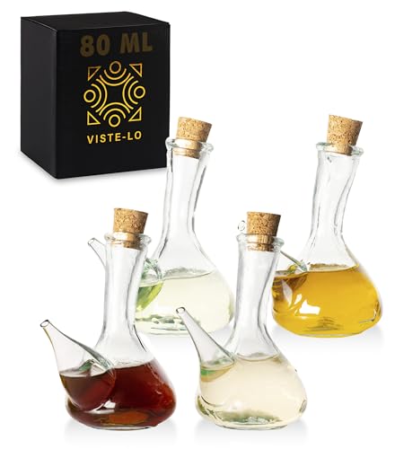 Porron de Vidrio Artesano. Pack 4x Porrón de Vino de Cristal 80 ml. Porrones. Decantador vino Barral. dispensador vino, aceite y cerveza 80ml. Fabricado en España. Vidrio 100% Reciclado.