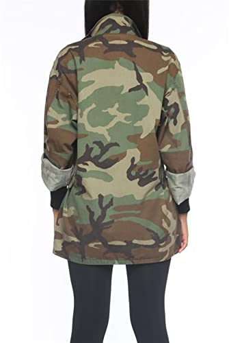 Sexy Camouflage Jacket for Women Army Fatigue Long Cargo Jackets Trench Coat Plus Size4