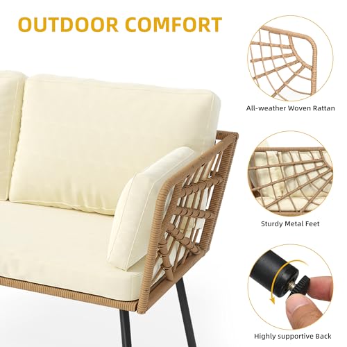 Dwvo MADWVQG6L7 Patio Loveseat, All-Weather Wicker Rattan Patio Sofa For Balcony, Backyard, Pool, Porch, Deck, Outdoor Sectional Furniture thumb #4