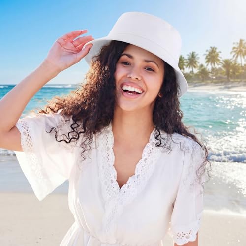 Image of 36 /24 /12 Pcs Bucket Hats for Men Women Bulk Cotton Fishing Cap UV Protection Beach Foldable Solid Color Sun Cap