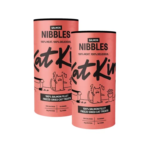 KatKin Salmon Nibbles (Pack of 2): 100% Salmon Fillet Freeze-Dried Cat Treats 50g – Delicious Fresh Salmon; Freeze-Dried to Protect Nutrition; Made in the UK for Cats and Kittens