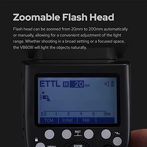 Godox V860III-S Camera Flash for Sony Camera Flash Speedlight Speedlite Light,76Ws 2.4G TTL HSS 1/8000s,480 Full-Power Flashes,2600mAh Li-ion Battery,0.01-1.5s Recycle Time,10 Levels LED Modeling Lamp by GODOX - Image 8