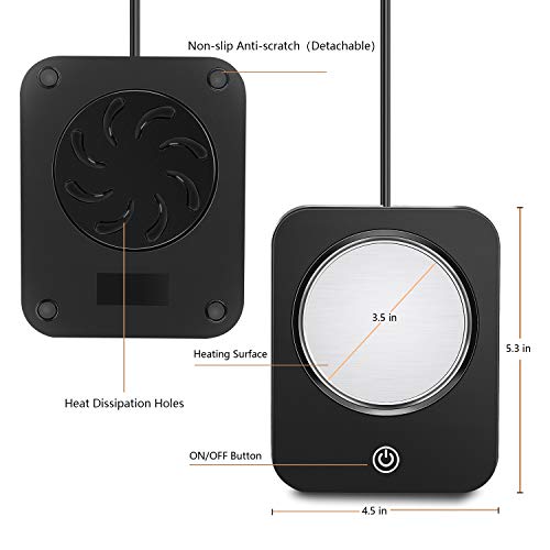 Mug Warmer, Coffee Warmer for desk, Cup warmer with automatic shut off for Office Home Use, Electric Cup Beverage Plate for Candle, Water, Cocoa, Milk (Black)