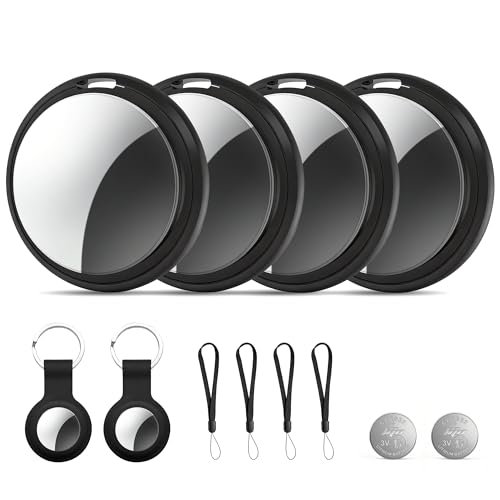 Image of 4 Packs Air Tracker Tags Compatible with Find My (iOS Only), Bluetooth Tracker, Smart Keys Finder and Item Locator with Waterproof Case for Wallet Luggage Backpack (4Black)