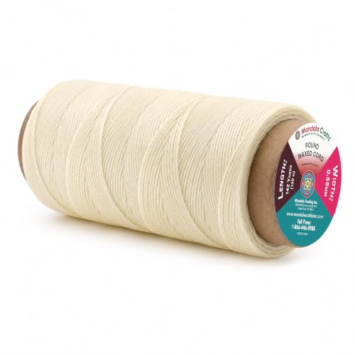 Mandala Crafts 130M 0.55mm Natural Round Waxed Thread for Leather Sewing