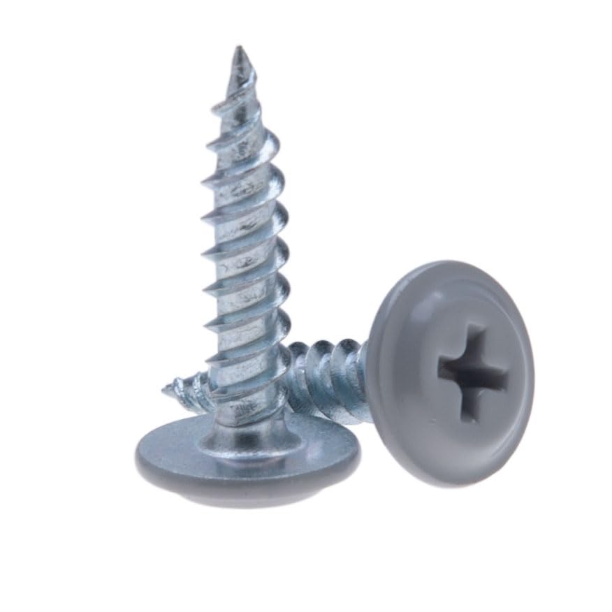 4.2mm x 19mm Self Tapping Phillips Screws for Sheet metal to Wood, Powder-Coated Window Grey (RAL 7040), Fine Thread, Sharp Tip, Wafer Head Screw, Galvanized, Indoor & Outdoor Use, 250 pcs - Image 2