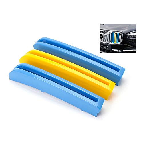 Image of SANRILY Multicolor Grille Decoration Insert Trims Compatible with Volvo 2nd Gen XC90 Pre-LCI 2015-2019 Front Grill Cover (Blue /Blue /Yellow)