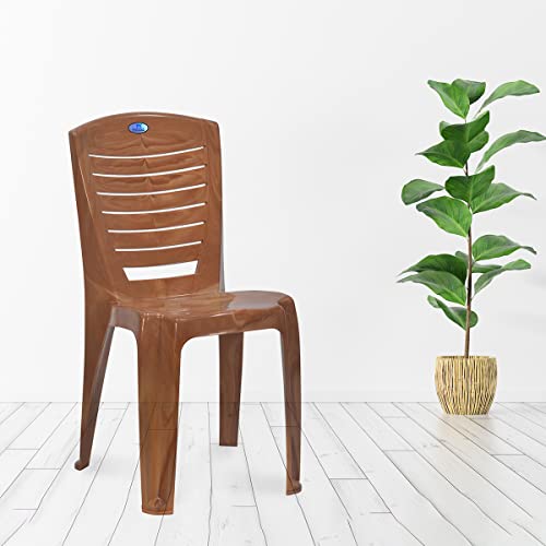 Image of Nilkamal Plastic Chair for Living room |Set of 2 | 3 Year Warranty | For Home, Living Room, Outdoor | Pear Wood Colour | CHR4025