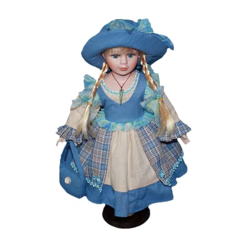 Oshhni Muñeca Rural de de 15,75 Pulgadas con Sombrero y Cabello, muñeca de Vestida para Mesa, Azul