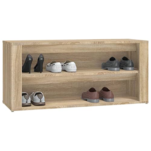 Étagère à chaussures avec 2 compartiments et surface de rangement stable en bois - 5