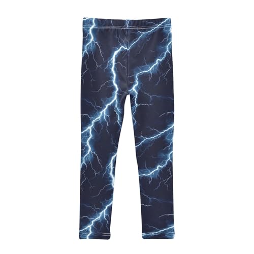 Blue Thunder Bolt Sparkling Girls Leggings Kids Yoga Pants Dance Active Tights 4T2