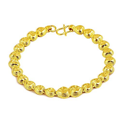 QPMY Pulsera De Corazón De Melocotón, Pulsera Chapada En Oro Arena, Pulsera De Corazón, Pulsera De Símbolo De Amor, Pulsera Ajustable, Pulsera De Mujer, Color De Larga Duración Cover