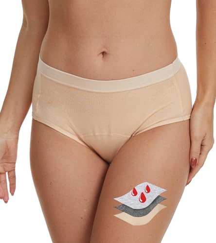 Prontiaduscire Mutandine Mestruali Slip per Ciclo Mutande Mestruale Cotone Donna Assorbenti Lavabili - 031N1 Beige S