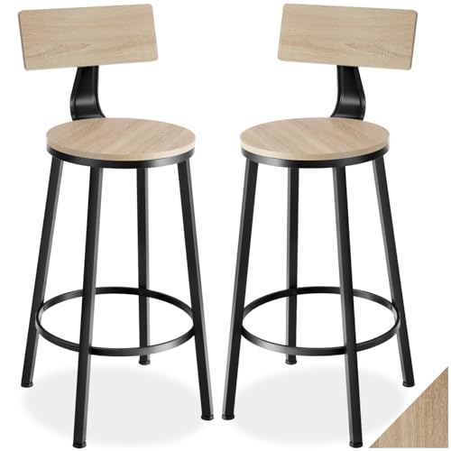 tectake® 2er Set Barhocker mit Lehne, Hocker Holz, Bistrohocker...