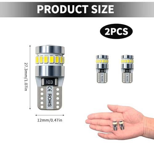 2 PCS 6000K T10 W5W