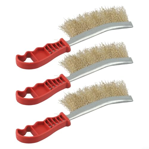 Eawfgtuw Rust Removal and Heavyduty Weld Slag or Seam Maintenance For Ideal for Heavy-duty Plastic Han 3pack Brass Grill Brushes Equipped with Stainless Steel Bristles for B