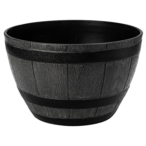 VERDENIA Barrel Blumentopf Leichter Blumenkübel Balkonblumentopf Dekorativer Topf für Pflanzen für Innen und Außenbereich Pflanztopf aus Kunststoff Runder Viele Farben 33cm 8970 Grau Cover