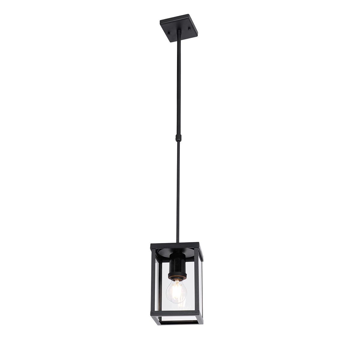 Suspension 1 lumière L 14 cm Noir Rustique éclairage extérieur
