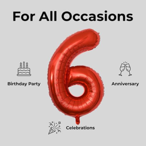 Image of YPSelected 32 Inch Large Foil Helium Number Balloon Birthday Wedding Party 0-9 (Red, 6)