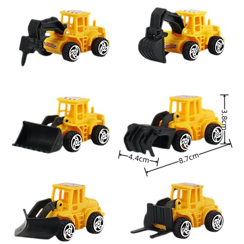 Baustelle für Tortendekoration,Spielzeugbagger und Baumaschinensatz mit 6 Fahrzeugen und Verkehrsschildern, Gelb，Baustelle Spielzeug Kuchen Deko Junge