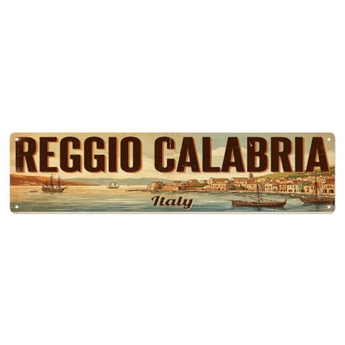 Plaque en métal rétro Voyage Italie Reggio Calabria