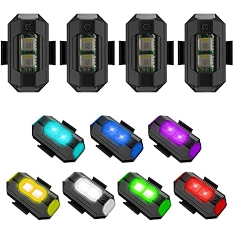 Kelisidunaec 7 Colors LED Aircraft Strobe Lights, Drone Flashing Strobe Lights, Anti-collision Lighting LED Lights Flashing Warning Light for Motorcycle/Dirt Bike/E-Bike/RC Car/RC Boat Cover