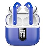 Ecouteurs Bluetooth Sans Fil, Écouteurs Bluetooth 5.3, 50 Hrs Contrôle Tactile, 4 ENC Appel Réduction Antibruit Mic, Basses Profondes, Ajustement Confortable, IP7 Étanche Casque（Bleu marine classique）