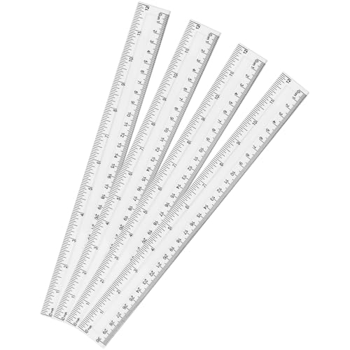 ZUFECY 4 Pack 12-inch Flexible Rulers, 30cm Bendable Translucent Plastic Ruler for School, Office...