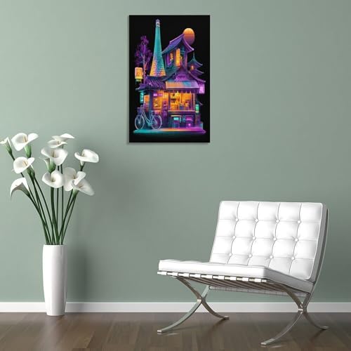 Pintura colorida de casa japonesa para salones y dormitorios, póster de arte en lienzo de 30x45 cm 5