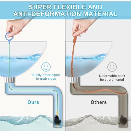 Kelly's Collection 30 Inch Drain Snake Hair Clog Remover, Anti-Break Metal with Nylon Layer Sink Snake, Shower Drain Cleaner Tool Plumber Snake for Bathtub, Bathroom Sink Drain Cleaning (3 Pack) - 5