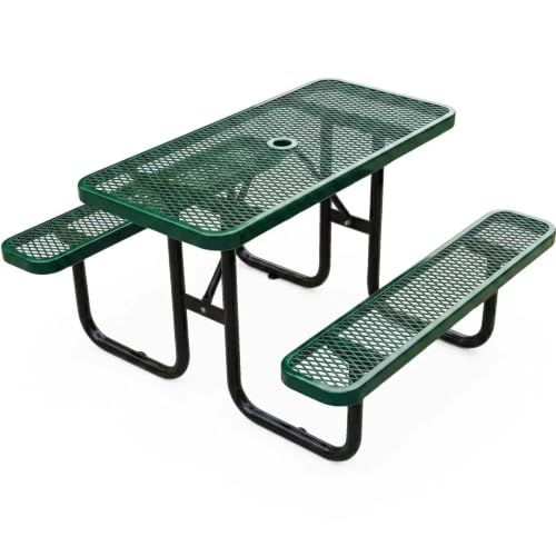 Yaluvantek 4ft Heavy-Duty Commercial Metal Outdoor Picnic Table, Green