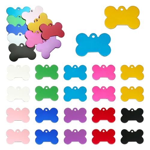 Gativs Placas para Perros 30 Piezas Etiquetas del Mascotas Forma de Hueso Placa de Identificación en Blanco Etiquetas de Identificación de Perro con Forma de Hueso Placas de Identificación Perro