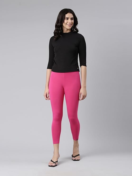 Image of Women Cotton Solid Belt Ankle Length Legging Four Way Lycra Leggings