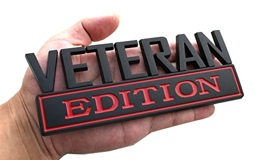 Image of 1x 7 Large Veteran Edition VA Emblem Badges Decal Car Flag Military Replacement for F150 F250 F350 Chevy Silverado 1500 2500 Chevrolet C10 C15 (Black Red)