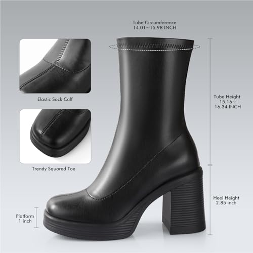 Ankis Platform Ankle Boots for Women Chunky High Heels Side Zipper Gogo Boots Comfort Women's Party Dress Booties Shoes3