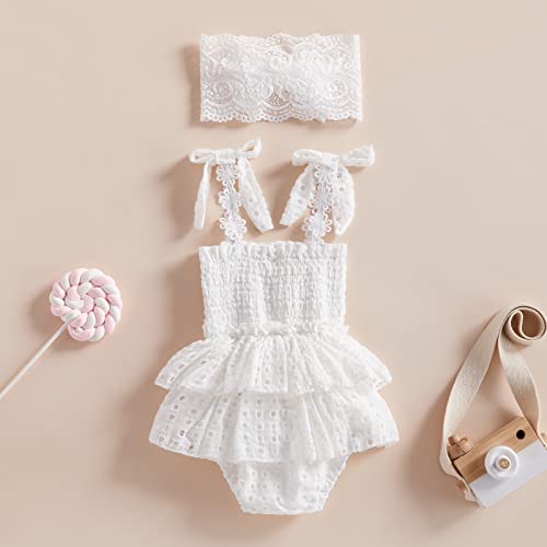 Fiomva FT70226FGI0GIQXLJD1 Newborn Baby Girl Lace Romper Onesie Dresses Sleeveless Halter Frill Onepiece Jumpsuit thumb #2