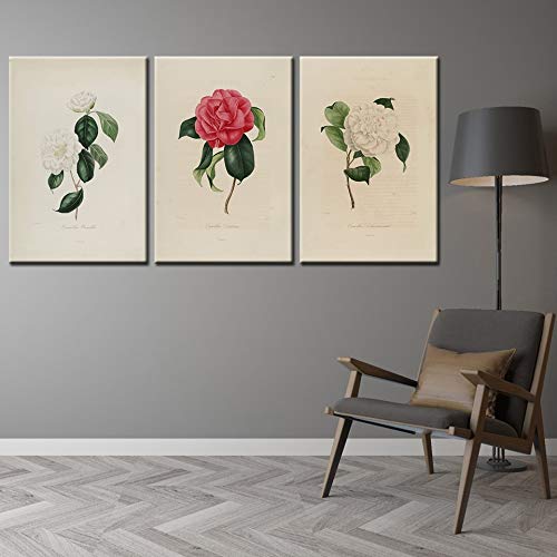 Tableau triptyque camélia pour raviver un mur blanc vide sans travaux