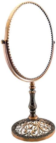 Generic Oval Makeup Mirror Double Sided Metal Frame Gold