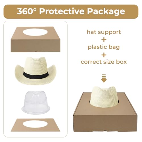 Image of Straw Cowboy Hat for Men Women Western Cowgirl Hats with Shapeable Wide Brim for Beach Sun Summer