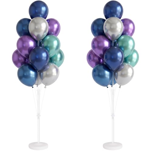 Image of Balloon Column Stand Kit with Balloons, Base and Pole, Balloon Column Kit for Floor or Table Backdrop Decoration for Party Wedding Baby Shower Birthday Graduation (Mermaid)