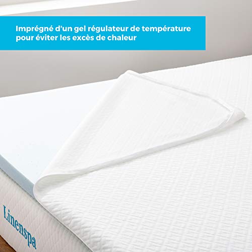 Surmatelas 90x190 Mémoire de Forme Gel 5cm LINENSPA